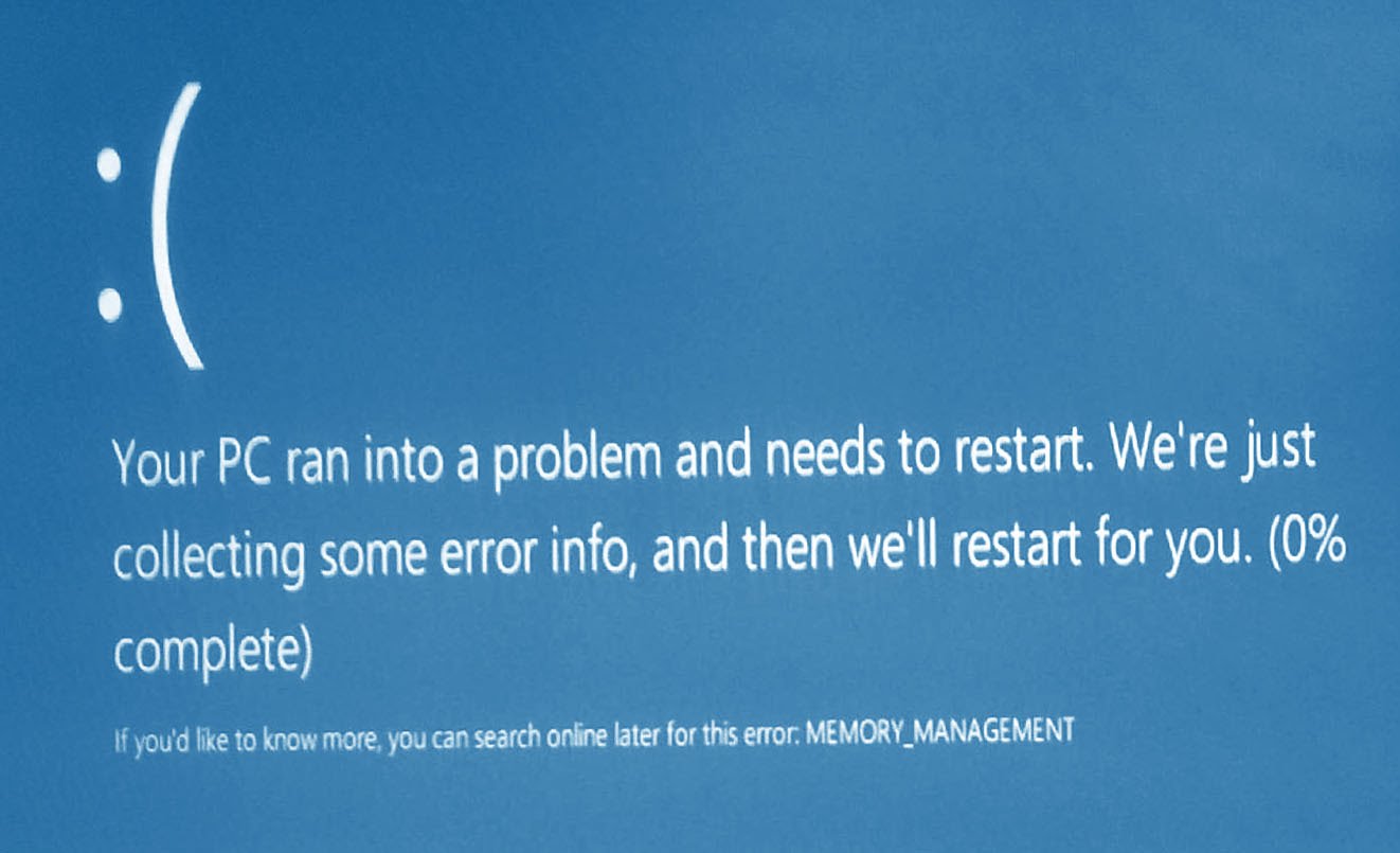 what does blue screen memory management mean