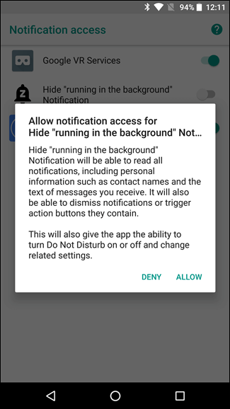 hide app is running in the background