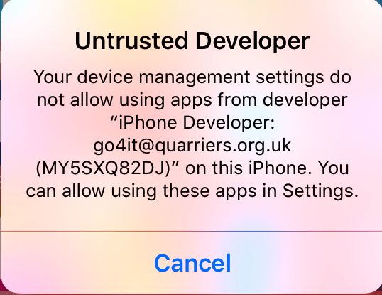 iphone unable to install app