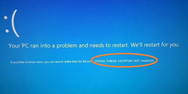 system threat exception not handled