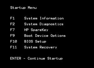 Hp startup menu как изменить загрузку