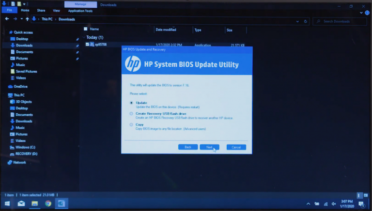 Hp system bios update utility не запускается