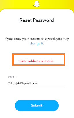 Invalid email