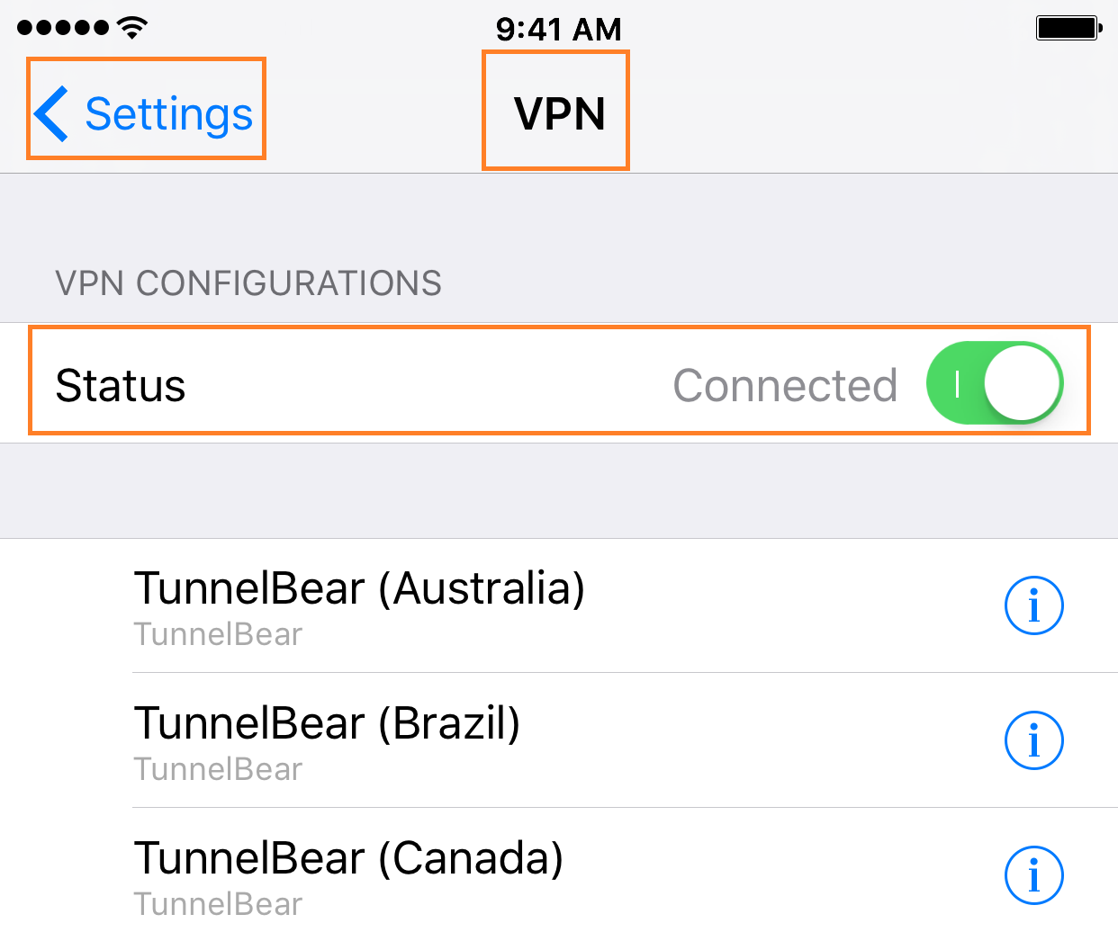 Turn off VPN on Apple iPhone