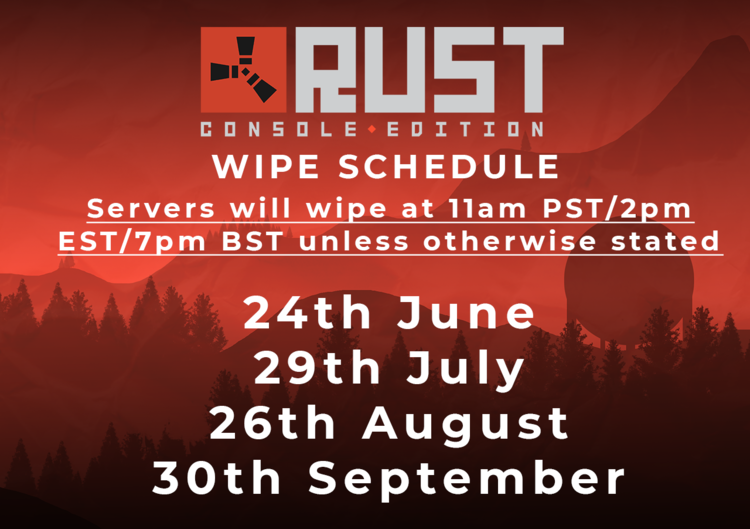 Rust Console Bp Wipe Schedule 2022