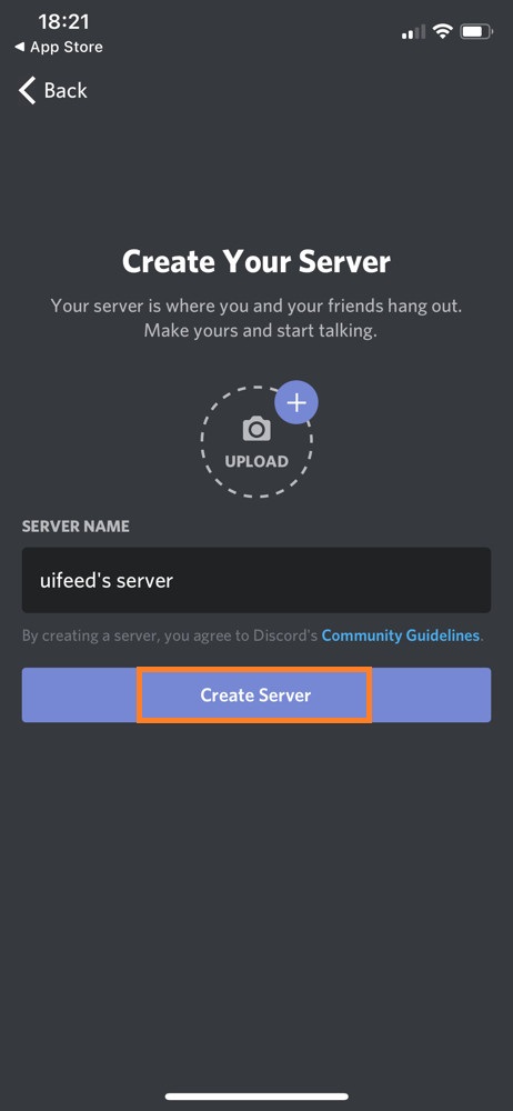 Hit on Create server button
