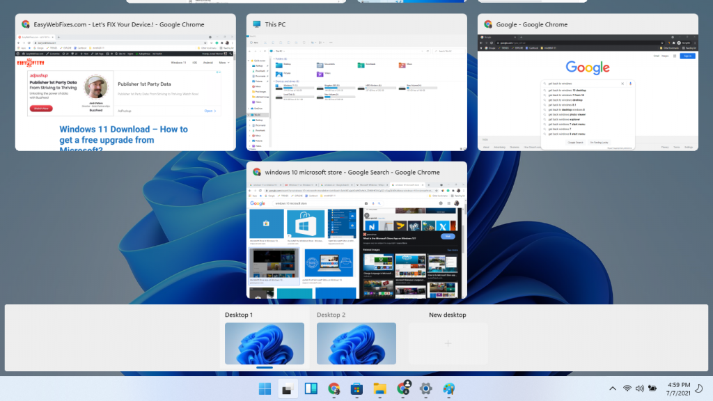 task view multiple desktop windows 11