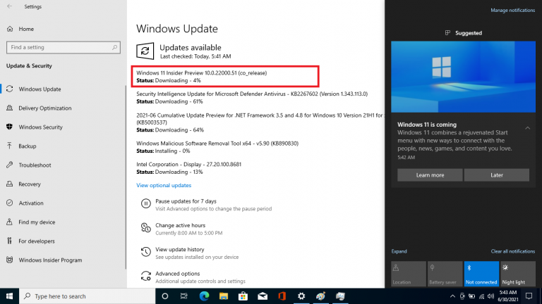 size of windows 11 update download