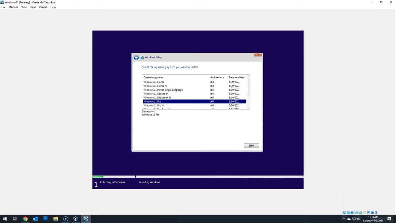 installer windows 11 virtualbox