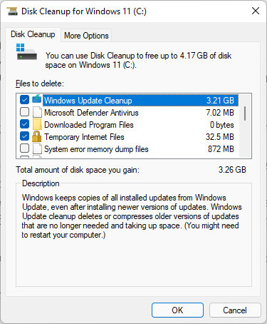 disk clean up for windows 11 c drive