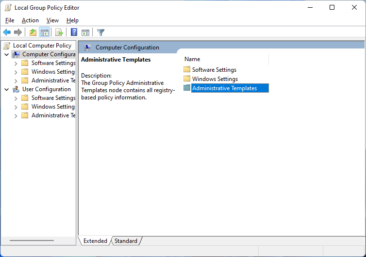 group policy editor computer configuration administrative templates