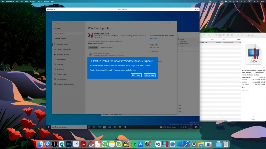 restart to install windows 11 update mac