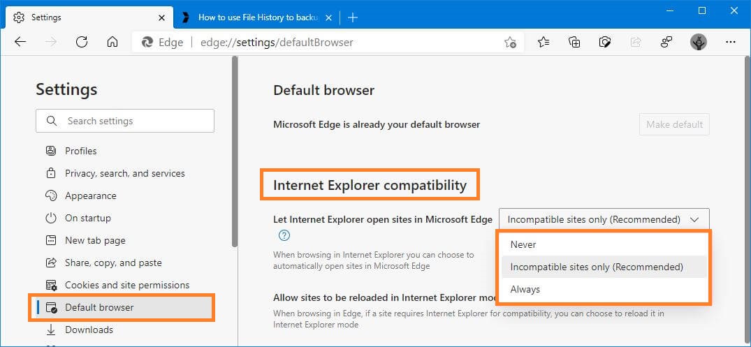 Let Internet Explorer open sites in Microsoft Edge