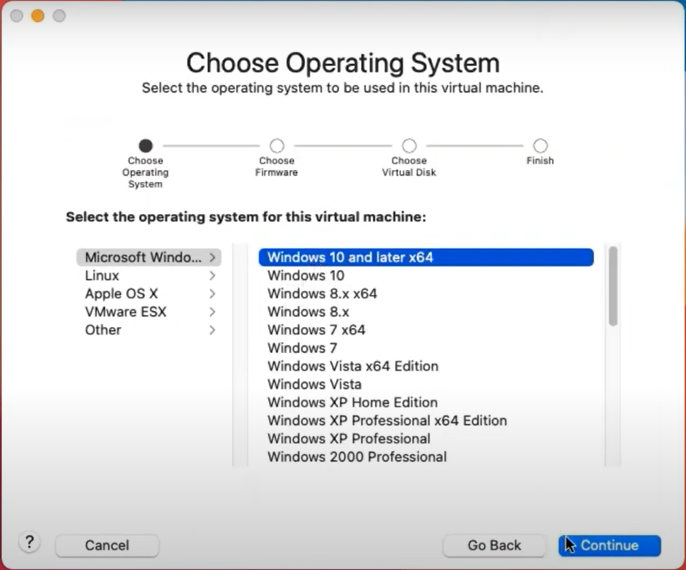 vmware fusion windows 10 and later x64