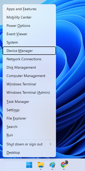 quick access menu device manager