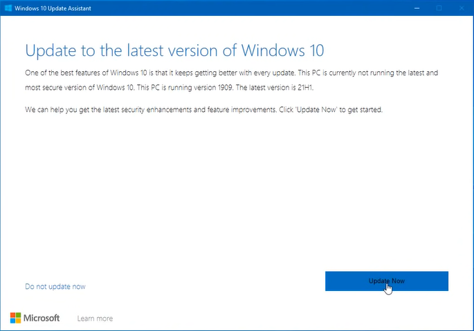 windows 10 update assistant update now