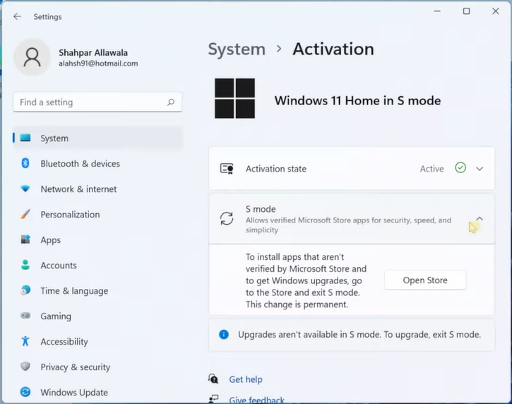 windows 11 home in s mode