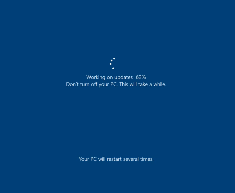 working on updates windows 10