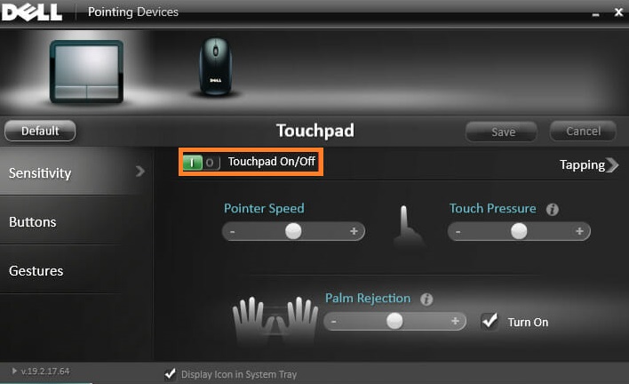 Enable Touchpad using settings