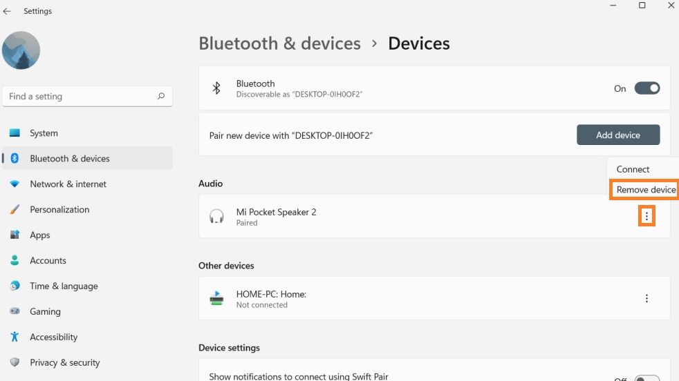 Remove Bluetooth Device