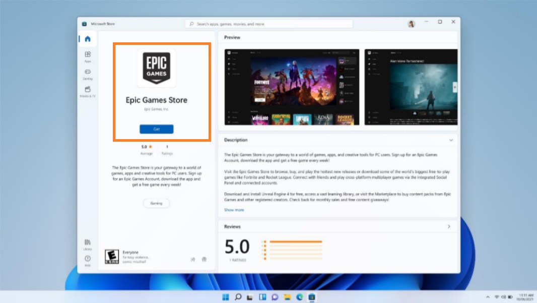 Epic Games Launcher in Microsoft Store