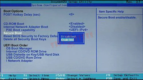 enable secure boot bios