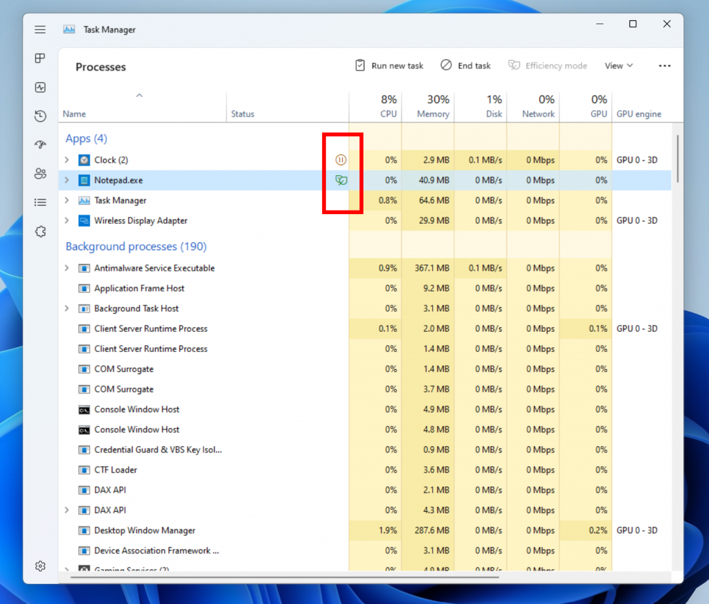 task manager efficiency mode
