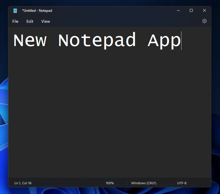windows 11 new notepad with dark mode
